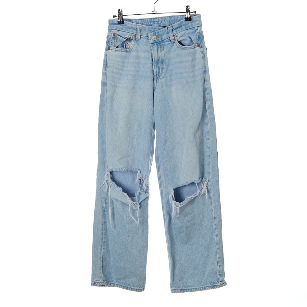 American Eagle Curvy Super High Rise Baggy Straight Jeans Women's Size 2 Short - Picture 1 of 8